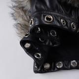 Women's Winter Solid Patchwork Furry Shorts