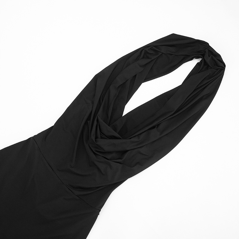 Draped Neck Backless Tie-Up Jumpsuit for Summer Evenings