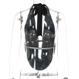 Women's Lace-Up Halter Neck Sexy V-Neck Backless Top