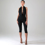 Women's Summer Droop Neck Backless Tie-Up Jumpsuit