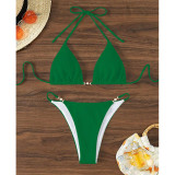 Women's Solid Bikini Lace-up Sexy Beach Swimsuit