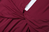 Women's Winter Sexy Halter Neck V Neck Backless Slit Solid Dress