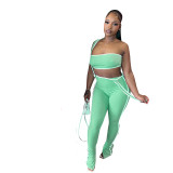 Women's Color Block Top and Overalls Casual Two-Piece Set