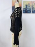 Women's Spring/Summer Knitting Cover-up Off-Shoulder Hollow-Out Knitting Top
