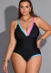 Plus Size Women's Color Block Sexy One-Piece Swimsuit