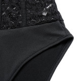 Women's Summer Lace Solid Sexy Short-Sleeve Jumpsuit