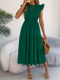 Women's Spring/Summer Solid Ruffle Edge Maxi Dress