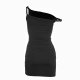 Women's Solid Sexy Off-Shoulder Knot Mini Dress