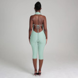 Women's Summer Droop Neck Backless Tie-Up Jumpsuit