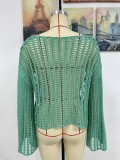 Women's Spring/Summer Knitting Cover-up Off-Shoulder Hollow-Out Knitting Top