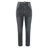 Women's Stretchy Embroidered Beaded Denim Pants