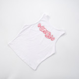 Women's Sexy Letter Print Sleeveless Crop Top and Pants Two-Piece Set