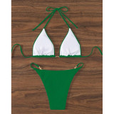 Women's Solid Bikini Lace-up Sexy Beach Swimsuit