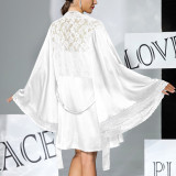 Women's Lace Black and White Sexy Camisole Nightgown Two-Piece Set