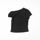 Women's Sexy Solid Slash Shoulder Knot Top and Pant Two-Piece Set