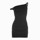Women's Solid Sexy Off-Shoulder Knot Mini Dress