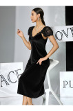 Women's Velvet V-Neck Lace Short-Sleeve Nightgown