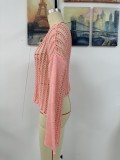Women's Spring/Summer Knitting Cover-up Off-Shoulder Hollow-Out Knitting Top