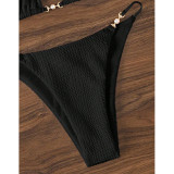 Women's Solid Bikini Lace-up Sexy Beach Swimsuit