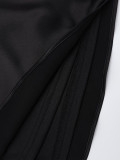 Satin Patchwork Chic Sexy Slit Low Back Slim Waist Lace-Up Mini Dress