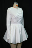 Women's Autumn Fashion Chic Ruched Slim Fit Long Sleeve Bubble Skirt Set