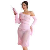 Valentine's Day Lingerie Sexy Hollow Fishnet Off-Shoulder See-Through Dress