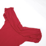 Women's Spring Solid Color Sexy Ruched Sleeveless Plunge Neck Slim Fit Bodysuit