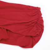 Women's Spring Solid Color Sexy Ruched Sleeveless Plunge Neck Slim Fit Bodysuit