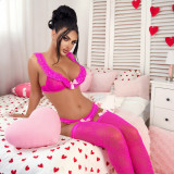 Valentine's Day Sexy Hollow Bow Lace Bikini Lingerie Set