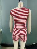 Women's Summer Striped Knit Tank Top & Shorts Two-Piece Set