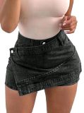 Women's Fashion Faux Two-Piece Denim Shorts