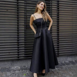 Women's Summer Chic Satin Strap Evening Dress