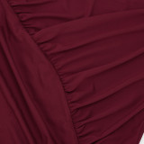 Women's Spring & Summer Halter Neck Lace-Up Low Back Solid Ruched Slim Waist Cropped Jumpsuit