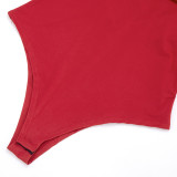 Women's Spring Solid Color Sexy Ruched Sleeveless Plunge Neck Slim Fit Bodysuit