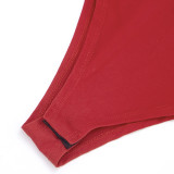 Women's Spring Solid Color Sexy Ruched Sleeveless Plunge Neck Slim Fit Bodysuit