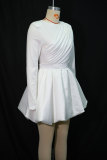 Women's Autumn Fashion Chic Ruched Slim Fit Long Sleeve Bubble Skirt Set