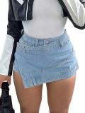 Women's Fashion Faux Two-Piece Denim Shorts