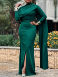 Women's Spring & Autumn Chic Elegant Printed V-Neck Long Sleeve Dress