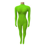 Sexy Nightclub Party Lingerie High Neck Stretch Lace Tight-Fitting Jumpsuit