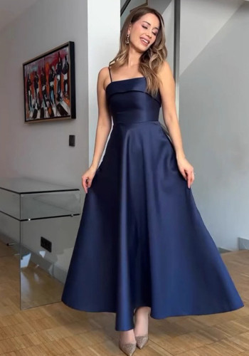 Women's Summer Chic Satin Strap Evening Dress