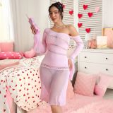 Valentine's Day Lingerie Sexy Hollow Fishnet Off-Shoulder See-Through Dress