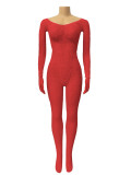 Sexy Lace Long Sleeve Hollow Tight-Fitting Bodystocking Nightclub Wear