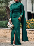 Women's Spring & Autumn Chic Elegant Printed V-Neck Long Sleeve Dress