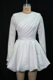 Women's Autumn Fashion Chic Ruched Slim Fit Long Sleeve Bubble Skirt Set