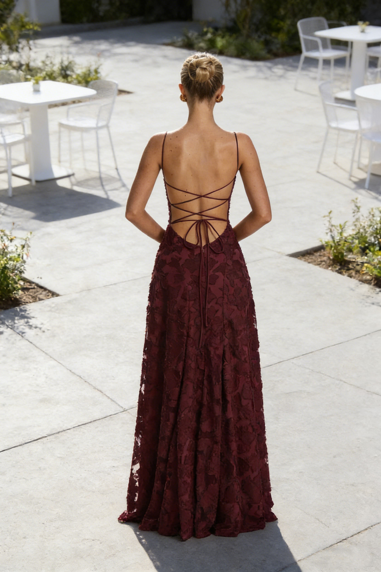 Women Burgunry Sexy Maxi Dress