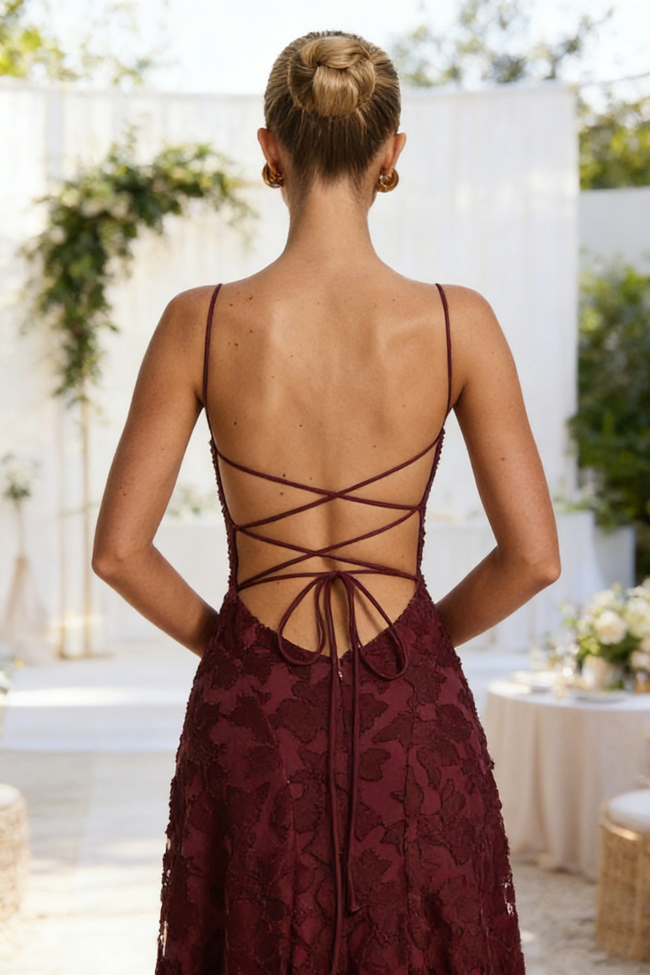 Women Burgunry Sexy Maxi Dress