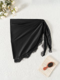 Women Solid Chiffon Lace Bikini Beach Cover-Up Skirt