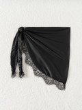 Women Solid Chiffon Lace Bikini Beach Cover-Up Skirt