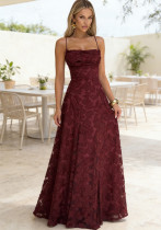 Women Burgunry Sexy Maxi Dress