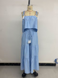 Women Holidays Spaghetti Strap Top and Wide-Leg Pants Two-Piece Set